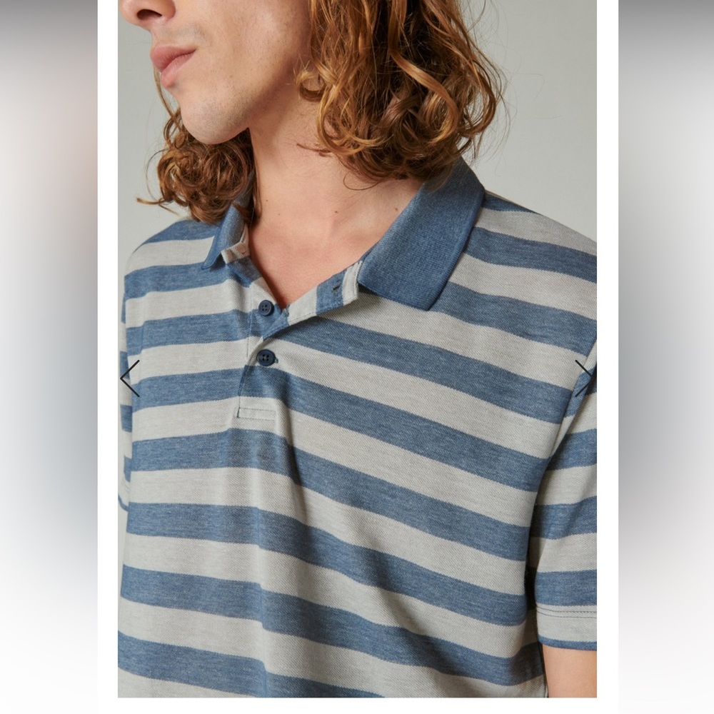 Lucky Brand Men’s Venice Burnout Stripe Pique Short Sleeve Polo